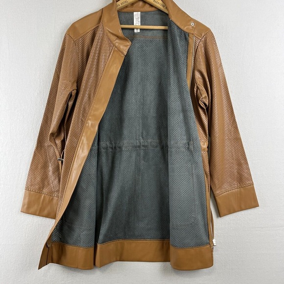 WYNNELayers Collection Vegan Leather Jacket Womens M Perforated Camel Brown - Picture 10 of 12